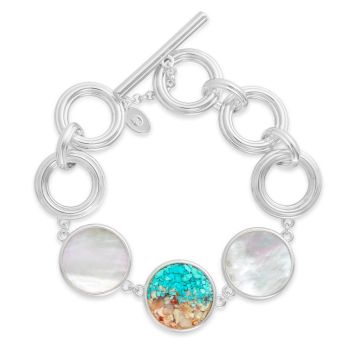 Eternity Toggle Bracelet with Mother of Pearl - Turquoise Gradient