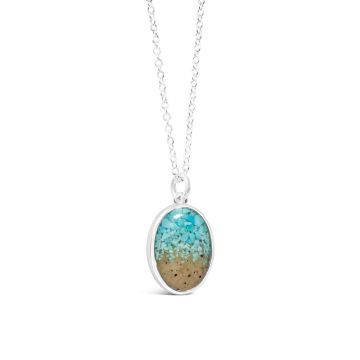 Explorer Oval Necklace - Silver - Turquoise Gradient