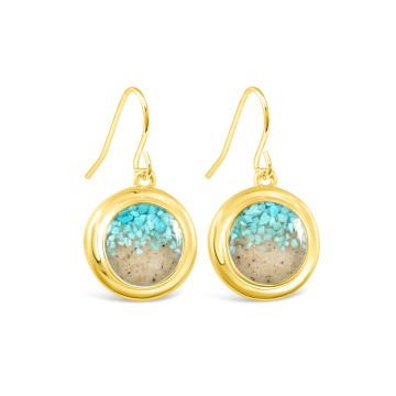 Explorer Round Drop Earrings - Gold - Turquoise Gradient