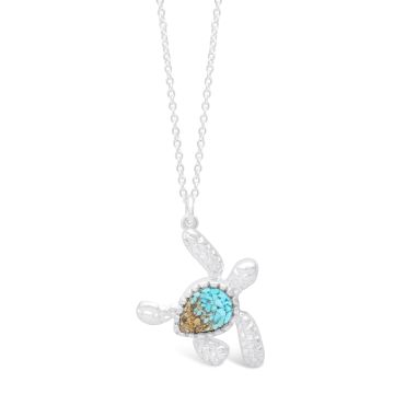 Explorer Turtle Necklace - Silver - Turquoise Gradient