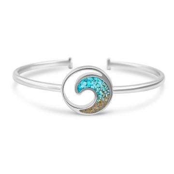 Explorer Wave Cuff Bracelet - Silver - Turquoise Gradient