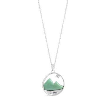Glacier Gem Mountain Bay Necklace - Aventurine Jade & White Topaz