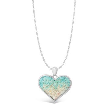 Large Heart Necklace - Dune Silver - Turquoise Gradient