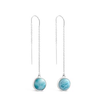 Sandglobe Earrings - Long - Larimar and Sand
