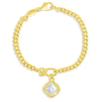 Sterling silver and gold vermeil Mariner’s Moonstone design featuring a radiant rainbow moonstone bracelet in a nautical knot design, the perfect nautical jewelry for women, for ocean-inspired elegance.