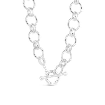 Bold statement necklace chain with a heavy look, sterling silver chain necklace with a toggle link to swap and add different pendant charms. 