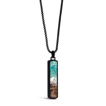 Men's Bar Necklace - Black Steel - Ocean Gradient