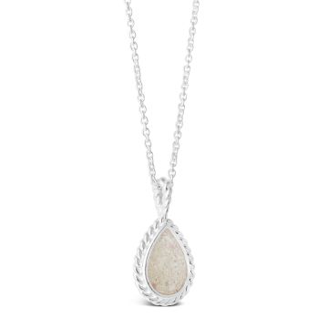 Nautical silver mermaid necklace with rope detailing and a teardrop motif personalized with sand, shells, or elements, best jewelry for ocean lovers.