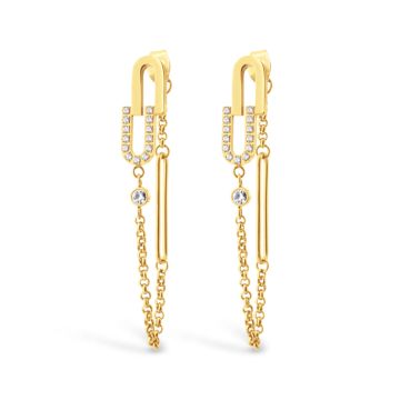 Mi Tesoro - Celestial Chain Link Drop Earrings - Gold