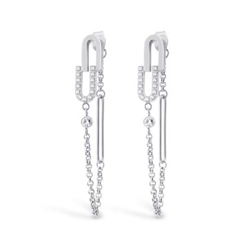 Mi Tesoro - Celestial Chain Link Drop Earrings - Silver