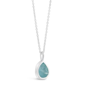 DUOVEKT Natural Aquamarine Pendant - 27x18x6mm Ocean Blue Gemstone On Sterling Silver, AAAAA Grade - View #3