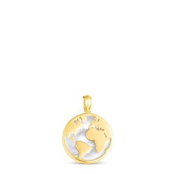 Globe Necklace World Traveler Mother of Pearl By Christine Kesteloo - 14k Gold Vermeil
