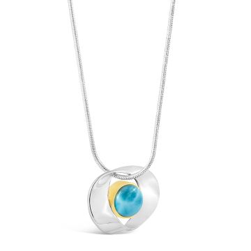 Ribbon Pendant Two Tone Necklace - Larimar and Sand