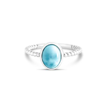 Rope Stacker Ring Oval Larimar |  Dune Jewelry