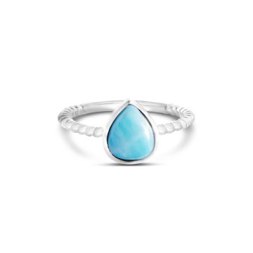 Rope Stacker Ring Pear Larimar