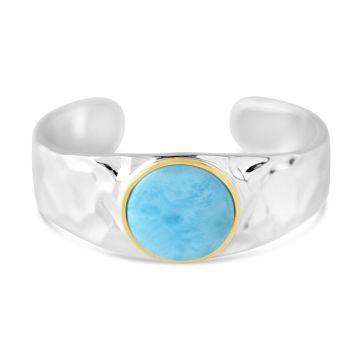 Round Hammered Two Tone Cuff - Larimar | Caribbean Jewelry | Dune Jewelry