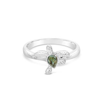 Dainty and delicate sterling silver ring featuring a unique sea turtle design and your choice of sand or earth element.