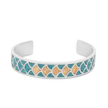 Shimmering teal cascade and sterling silver bracelet personalized with your favorite sand or earth element. Symbolic jewelry.