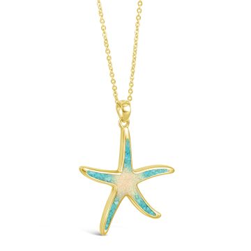 Starfish Necklace - 14k Gold Vermeil - Turquoise Gradient