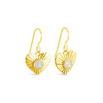 Sun Ray Heart Drop Earrings - 14k Gold Vermeil