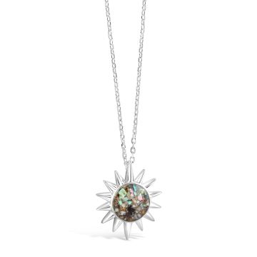 Sun Necklace with abalone gradient, beautiful summerly jewelry and beach necklace. Discover abalone jewelry meaning.