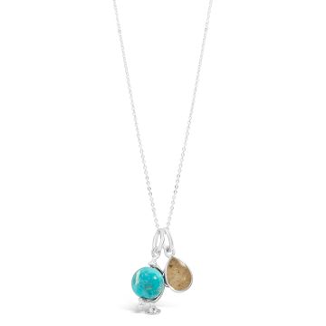 Travel Treasures Necklace - Turquoise Globe & Teardrop Charms