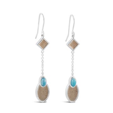 BC - Twin Oval Drop Earrings - Larimar and Sand