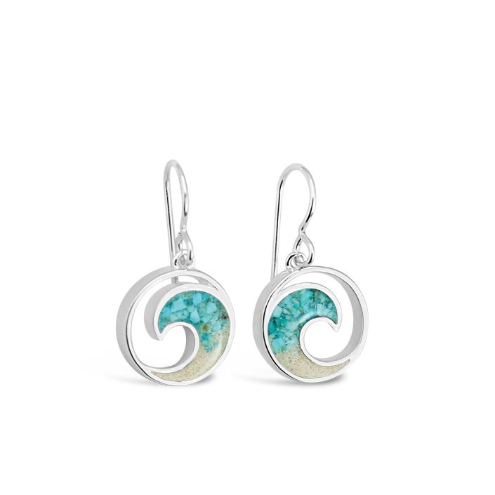 Wave Train Earrings - Silver and Turquoise cheapest