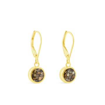 Sand Jewel Round Lever Back Earrings 14k Gold