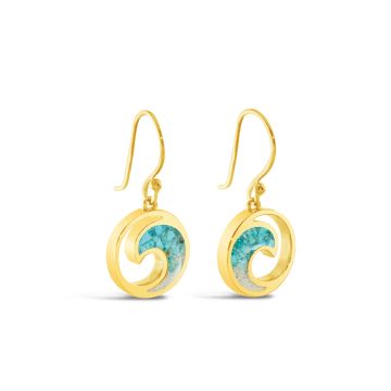 Wave Drop Earrings - 14k Gold Vermeil - Turquoise Gradient