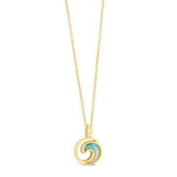 Wave Necklace 14k Gold - Turquoise Gradient