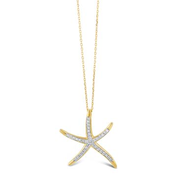 Dune Diamonds Starfish Necklace - 14k Yellow Gold