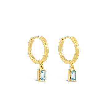 Aquamarine Baguette Hoop Earrings by Camille Kostek - 14k Gold Vermeil