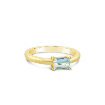 Aquamarine Baguette Cut Ring by Camille Kostek - 14k Gold Vermeil