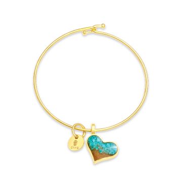 Beach Bangle - Heart - Gold - Turquoise Gradient