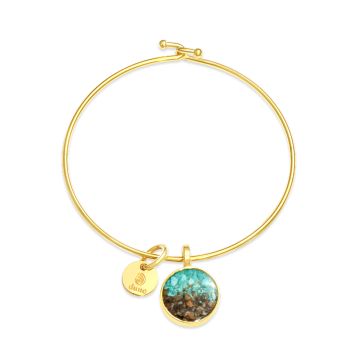 Beach Bangle - Round - Gold - Turquoise Gradient