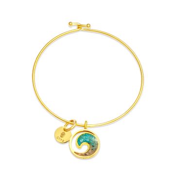 Beach Bangle - Wave - Gold - Turquoise Gradient