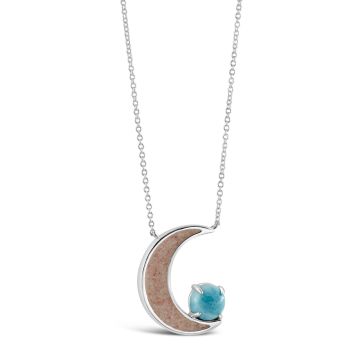 Blue Moon Stationary Necklace - Larimar and Sand