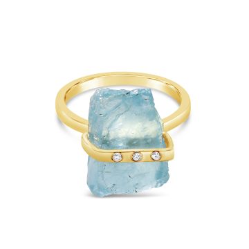 Blue Ice Aquamarine Ring by Camille Kostek - 14k Gold Vermeil