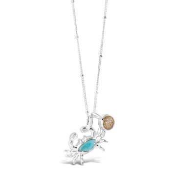 Crab Necklace Larimar and Sand