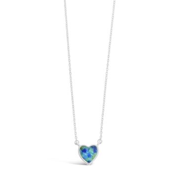 Delicate Dune Heart Necklace - Blue & Green Sea Glass