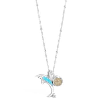 Dolphin Necklace Larimar and Sand