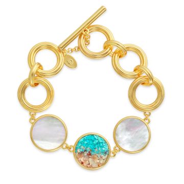 Eternity Toggle Bracelet with Mother of Pearl - Gold - Turquoise Gradient