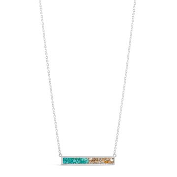 Luxe Sideways Dune Bar Necklace - Turquoise Gradient