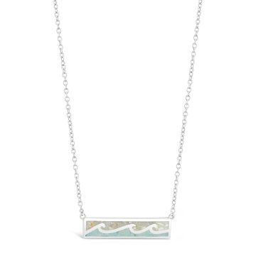 Luxe Wave Bar Necklace Larimar and Sand | Dune Jewelry