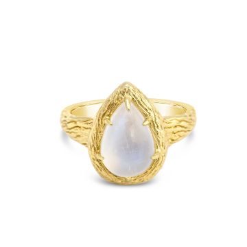 Moonstone Teardrop Ring by Camille Kostek - 14k Gold Vermeil