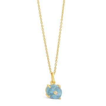 Oracle Necklace with Aquamarine and White Topaz by Camille Kostek - 14k Gold Vermeil 