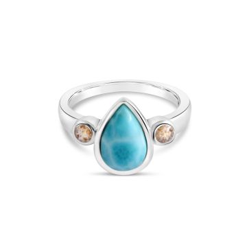 Pear Cut Ring Larimar and Sand |  Dune Jewelry