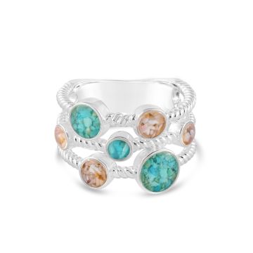 Rope Seven Sand Ring - Turquoise and Shells of Hawaii