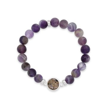 Round Beaded Bracelet - Frosted Amethyst